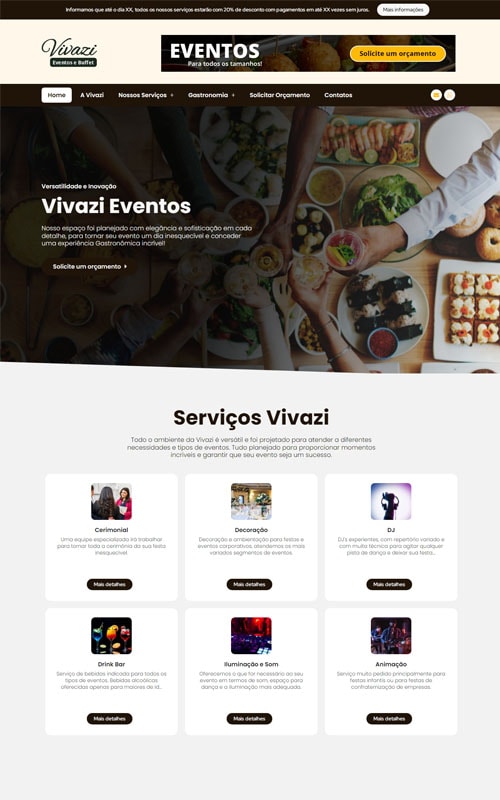 Vivazi Site Para Empresas De Eventos Buffet Infantil Ou Adulto E Casa De Festas